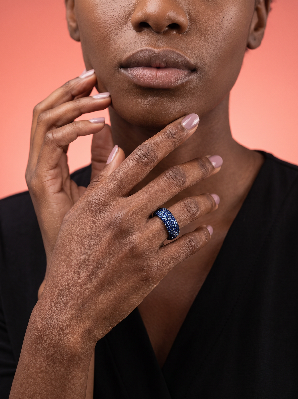 Blue Sapphire Wide Inside Out Ring