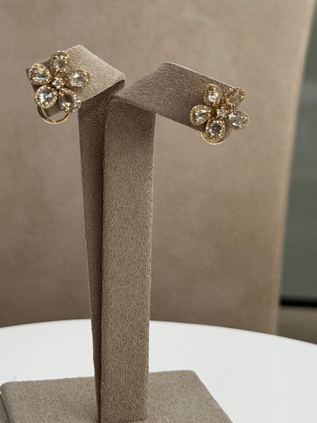 Rose Cut Diamond Flower Studs