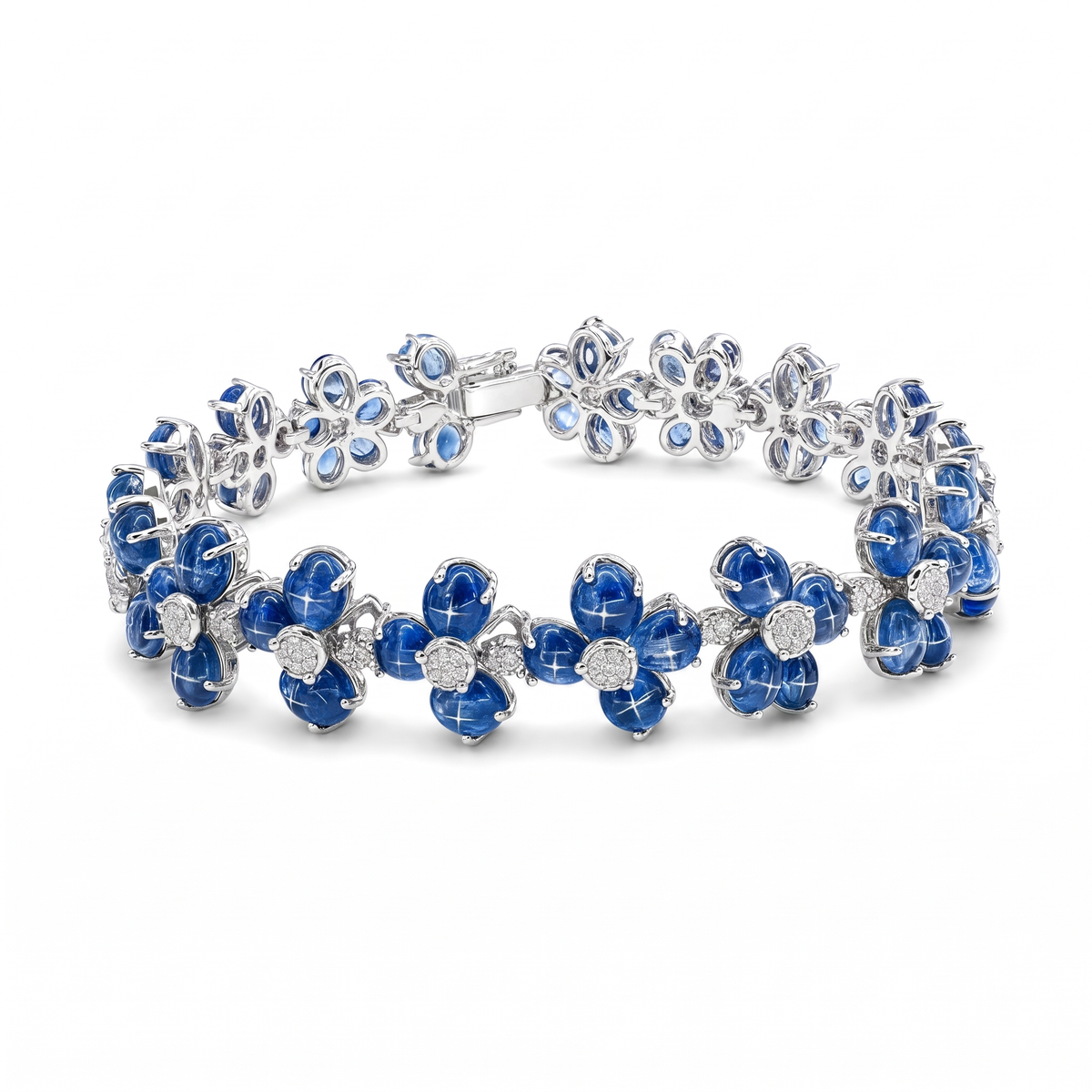 Blue Sapphire Flower Bracelet