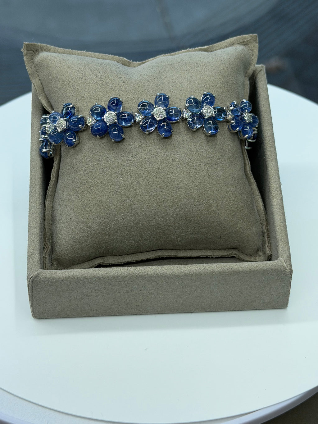 Blue Sapphire Flower Bracelet
