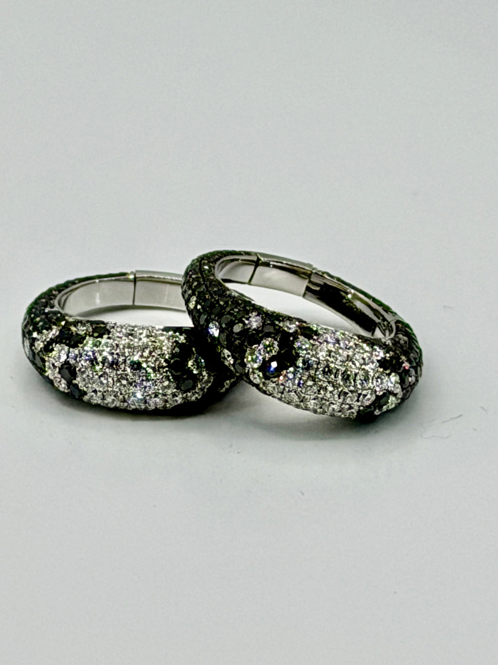 Double Take Pave Black and White Diamond Hoops