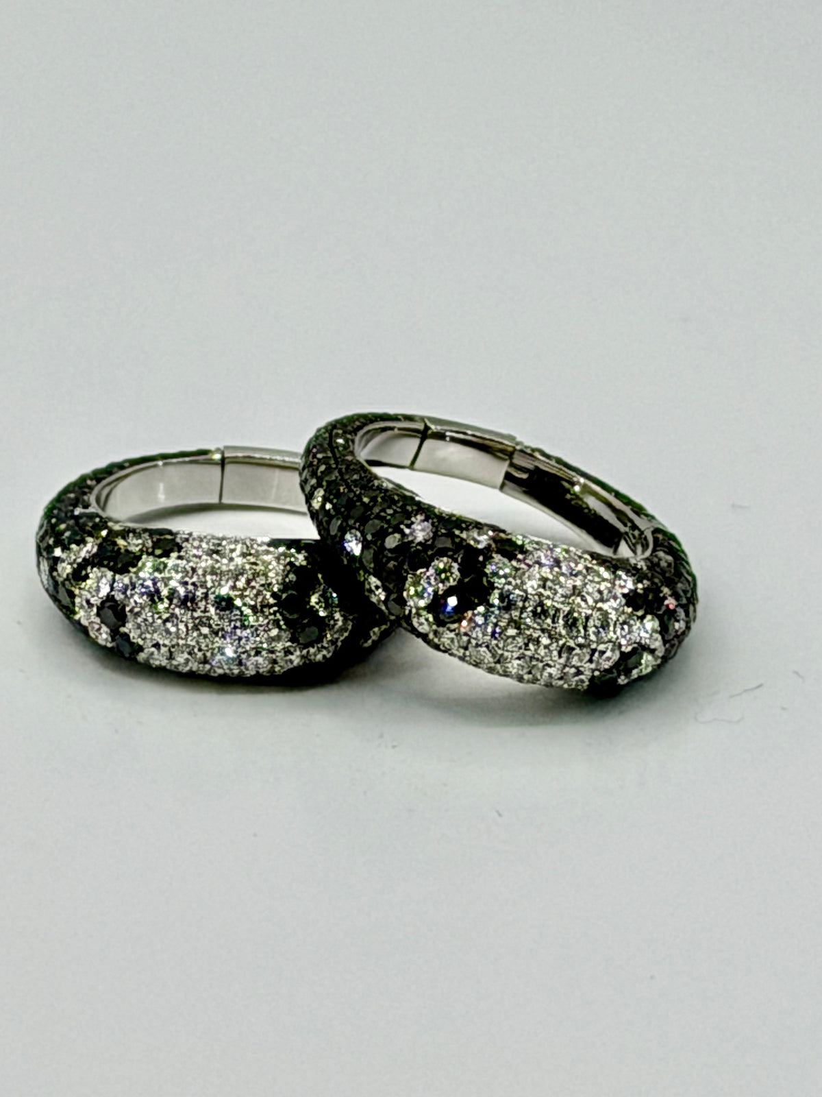 Double Take Pave Black and White Diamond Hoops