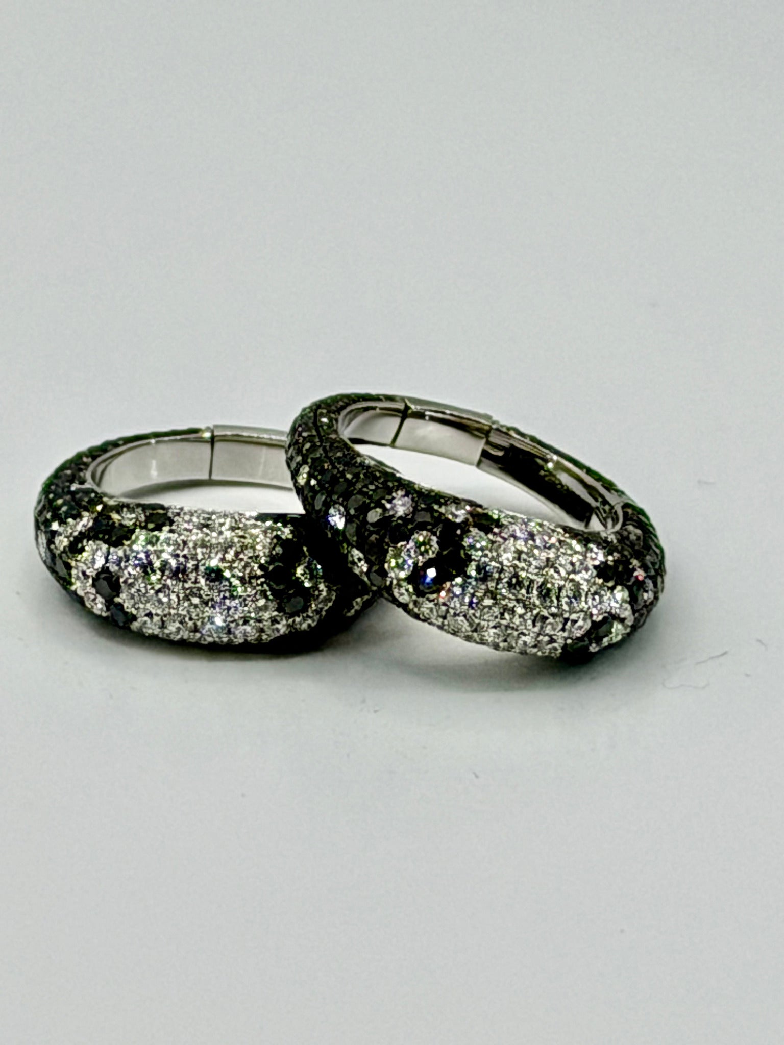 Double Take Pave Black and White Diamond Hoops