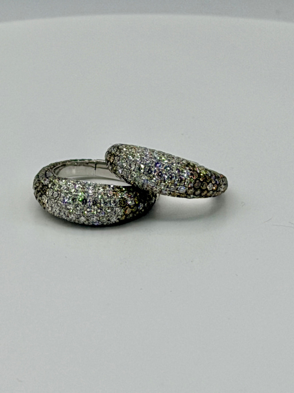 Double Take Pave Cognac and White Diamond Hoops