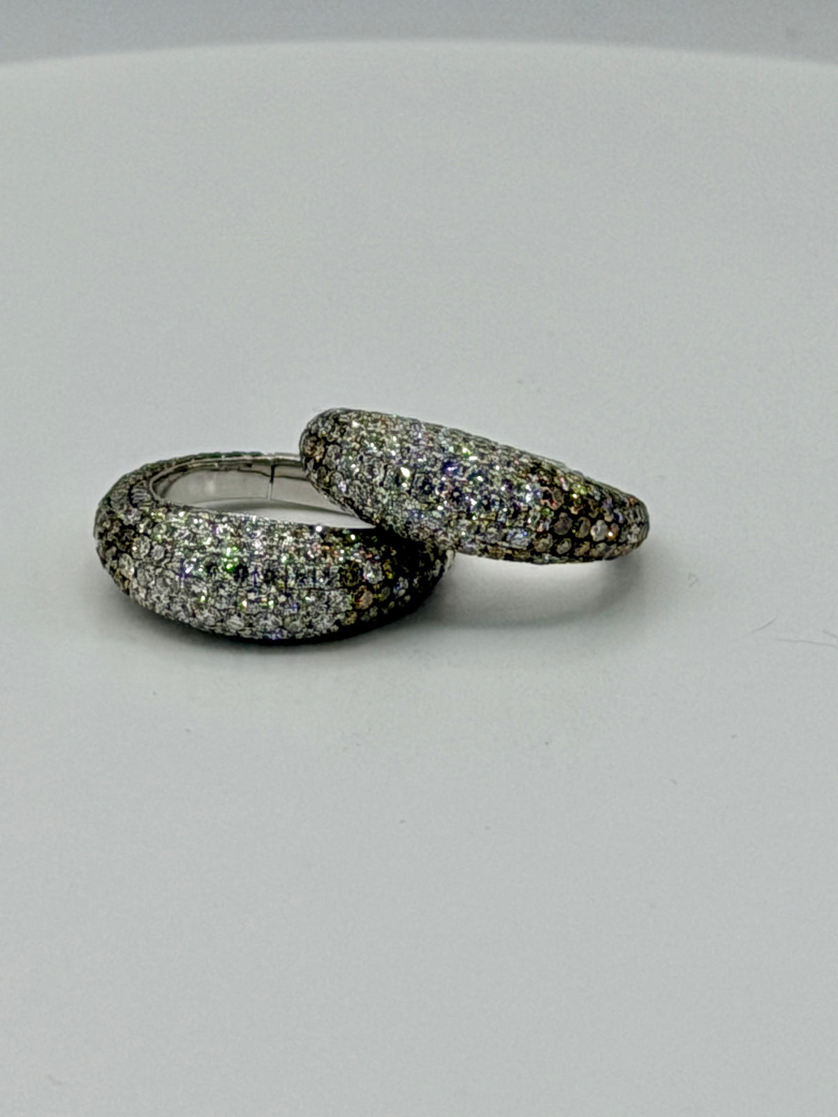 Double Take Pave Cognac and White Diamond Hoops