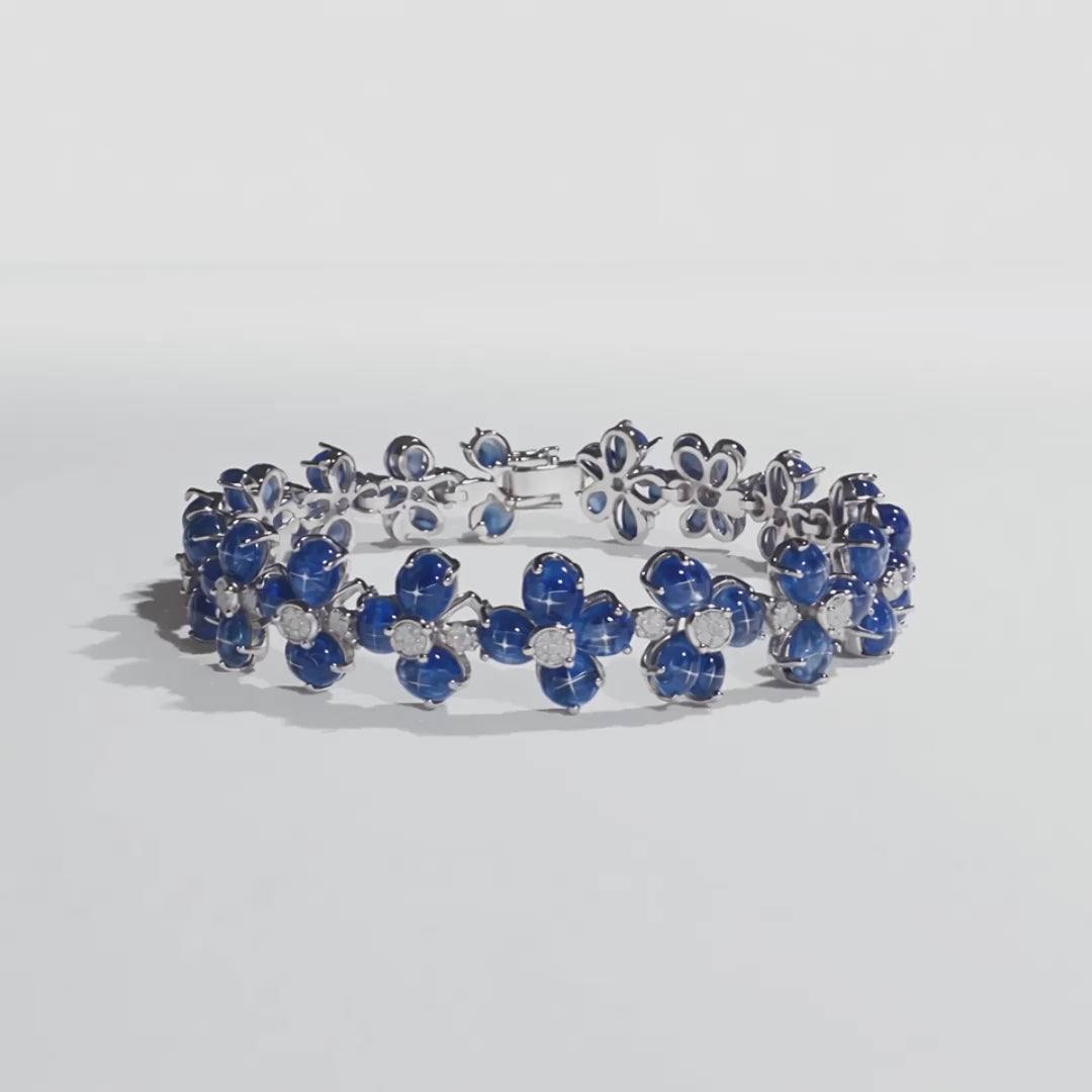 Blue Sapphire Flower Bracelet