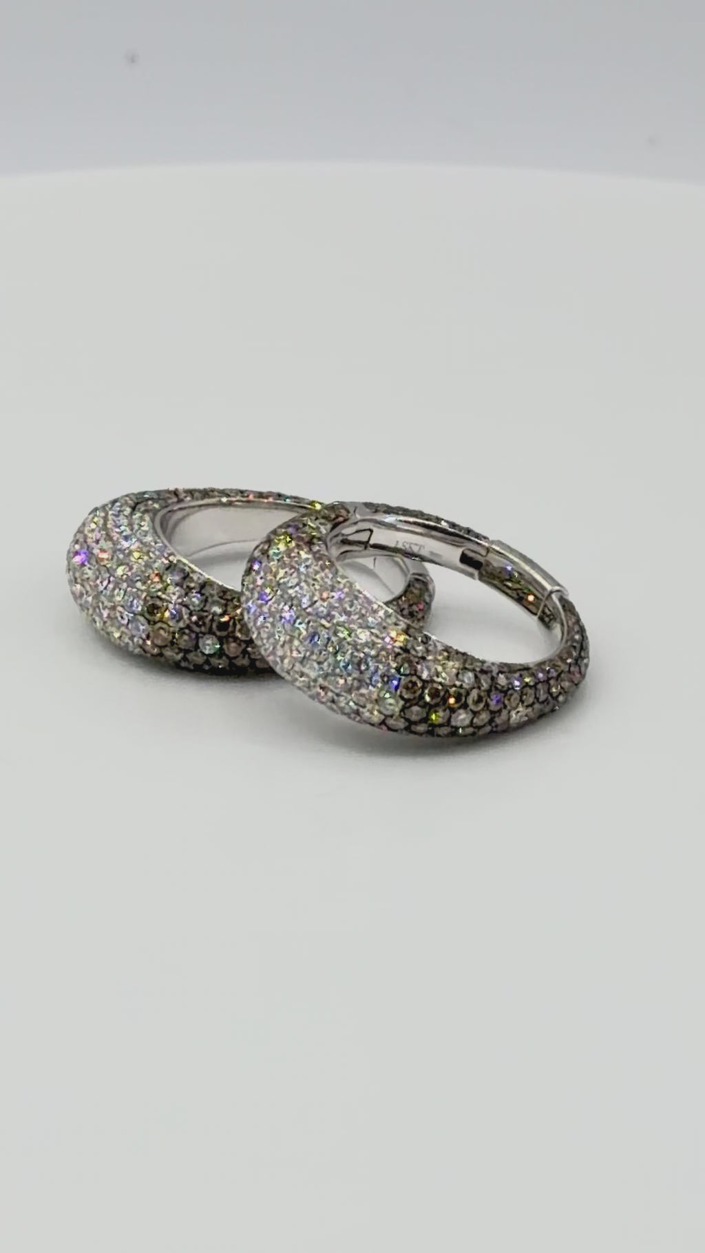 Double Take Pave Cognac and White Diamond Hoops