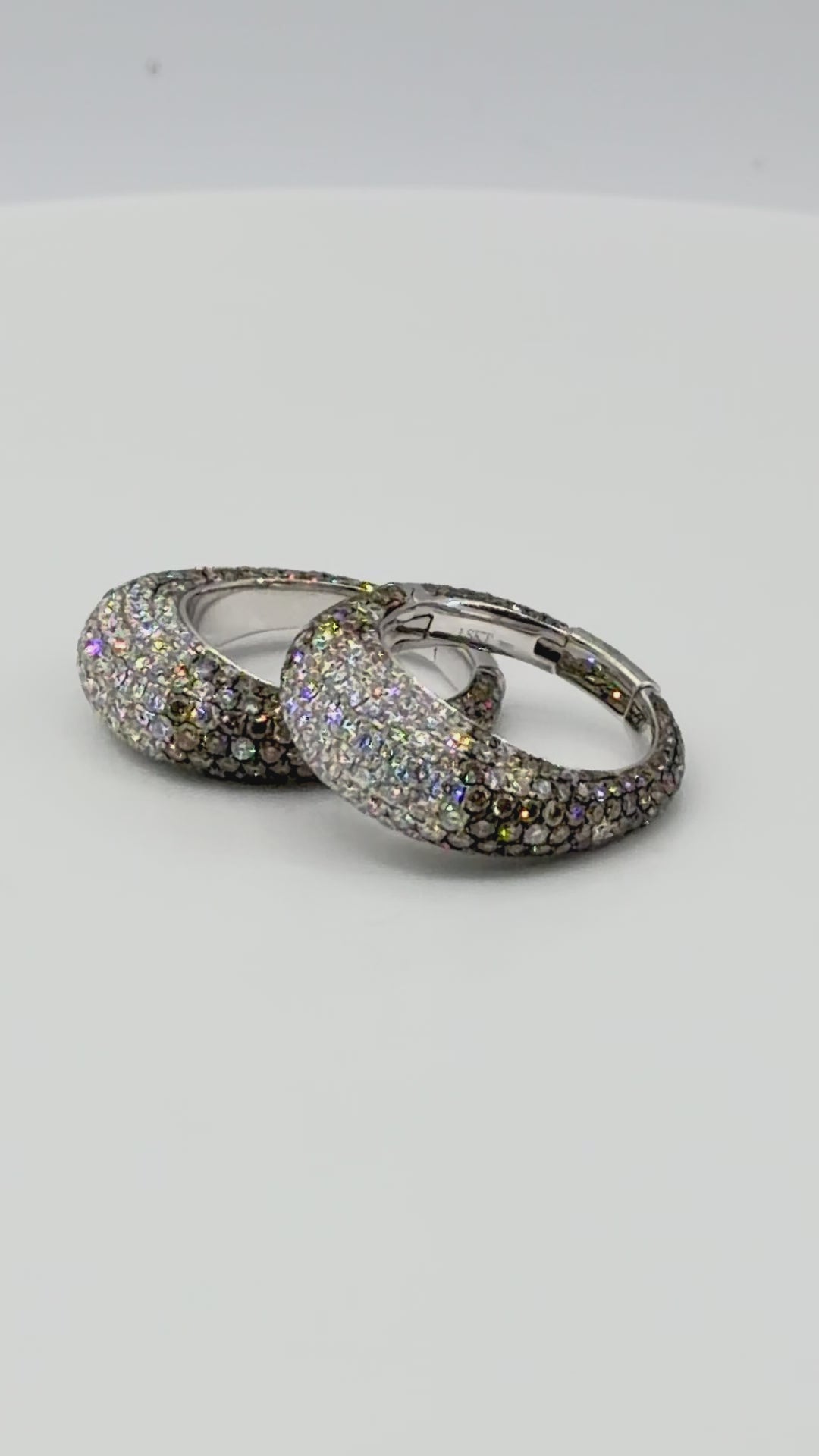 Double Take Pave Cognac and White Diamond Hoops