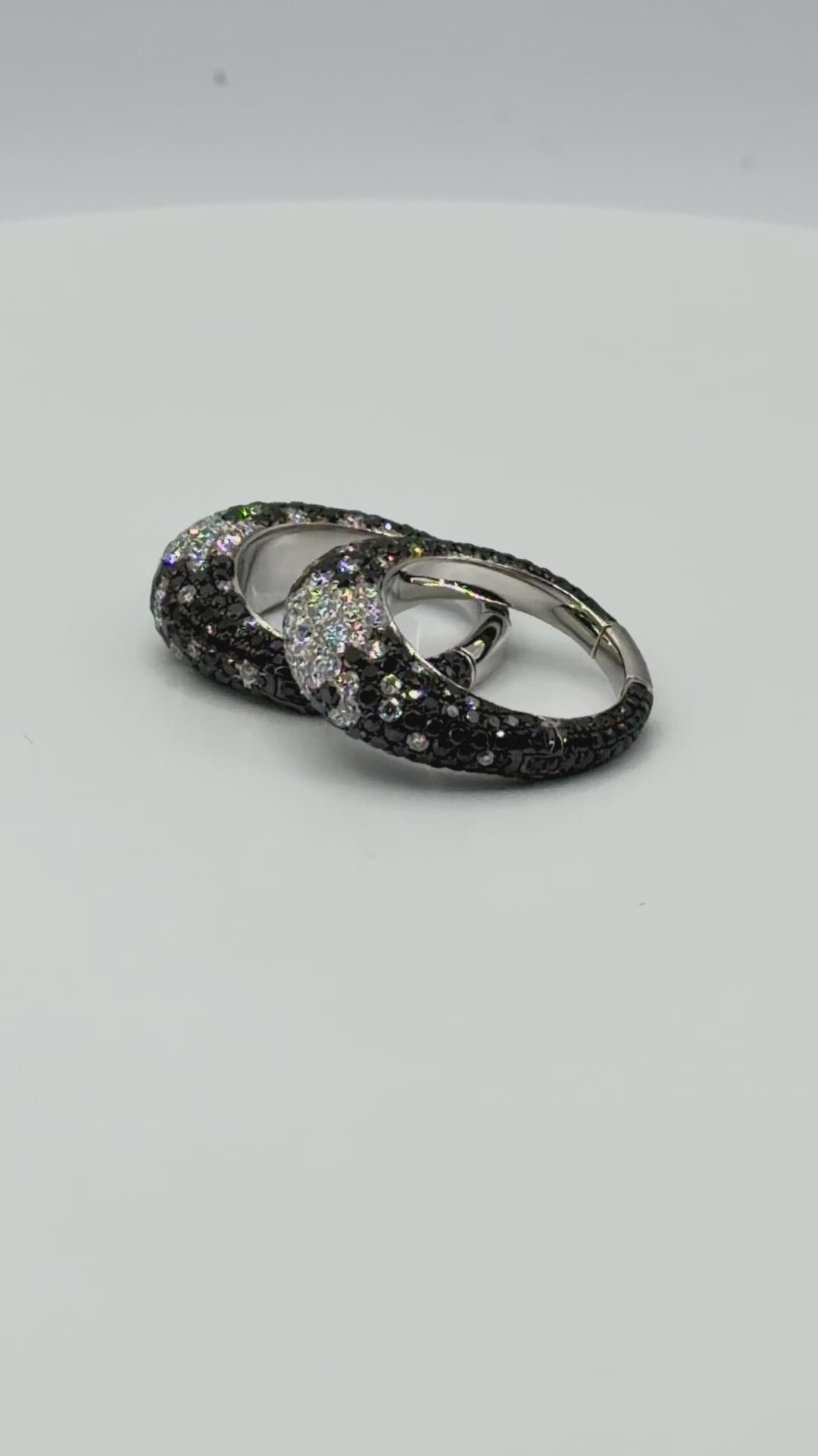 Double Take Pave Black and White Diamond Hoops