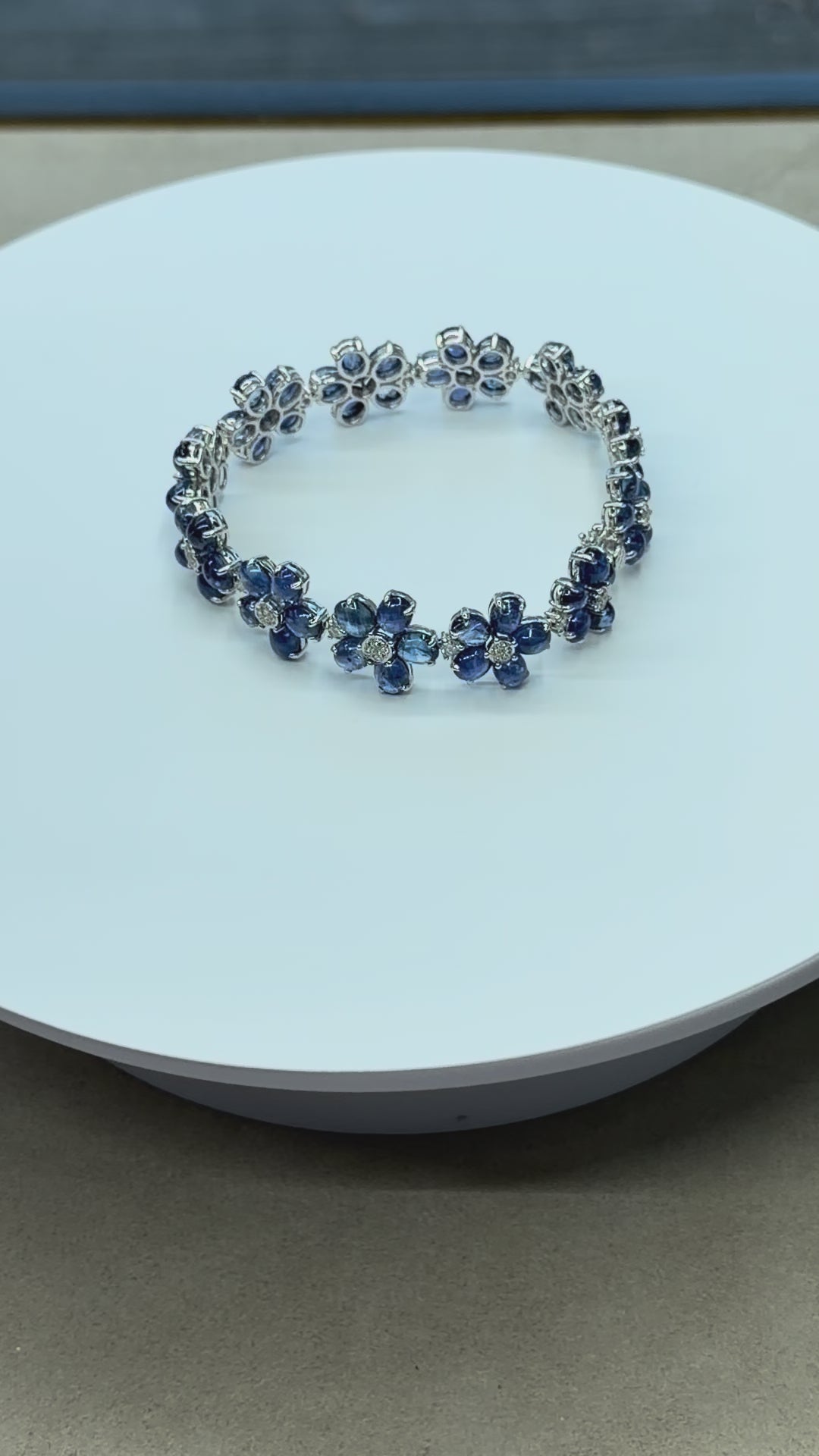 Blue Sapphire Flower Bracelet